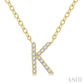 1/20 ctw Initial 'K' Round Cut Diamond Pendant With Chain in 14K Yellow Gold